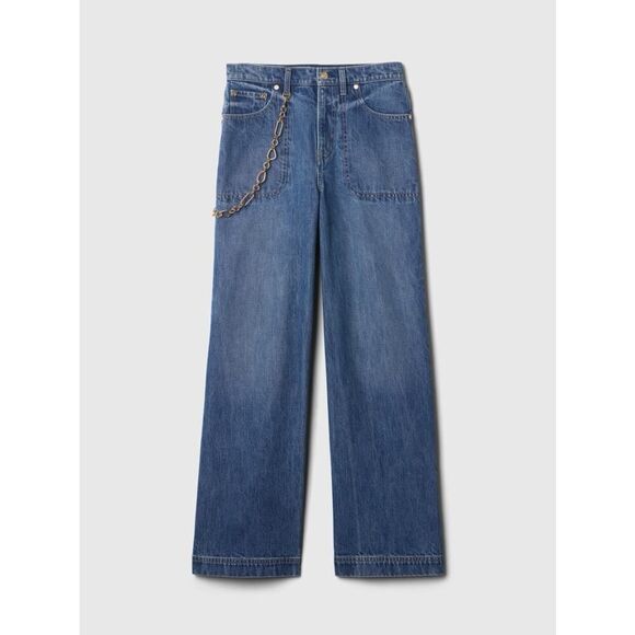 GAP x cultโgaia High Rise Stride Chain Jeans sz 30/10 Indigo - Picture 3 of 15